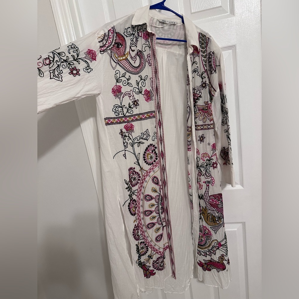 Zara embroidered tunic dress/blouse. Gorgeous